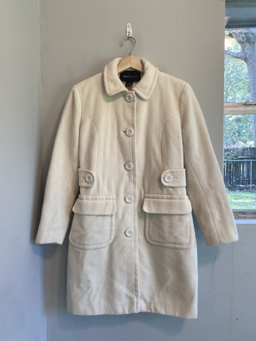 Moda International Women's Ivory Wool Blend Coat Size 4